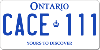 ON license plate CACE111