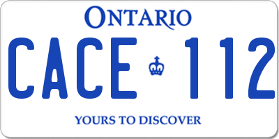 ON license plate CACE112