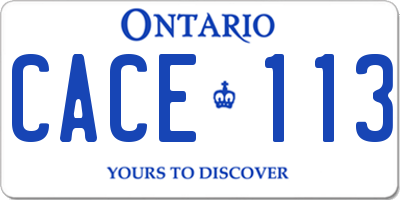 ON license plate CACE113