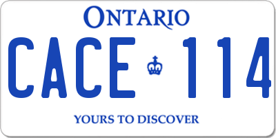 ON license plate CACE114