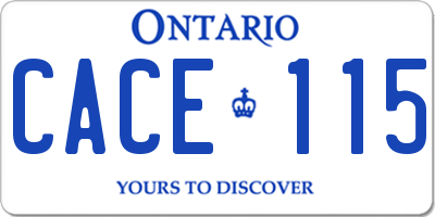 ON license plate CACE115