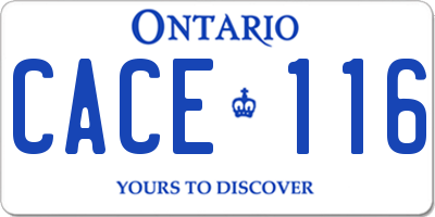 ON license plate CACE116