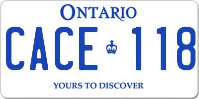 ON license plate CACE118