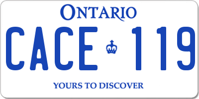 ON license plate CACE119