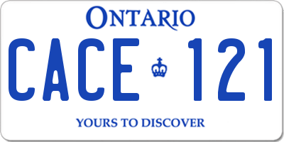 ON license plate CACE121