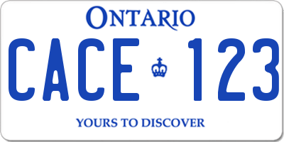 ON license plate CACE123