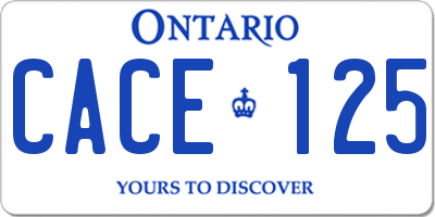 ON license plate CACE125