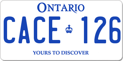 ON license plate CACE126