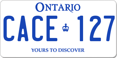 ON license plate CACE127