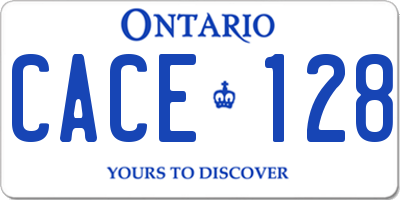 ON license plate CACE128