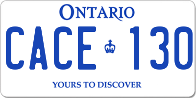 ON license plate CACE130