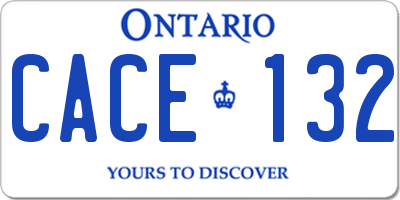 ON license plate CACE132