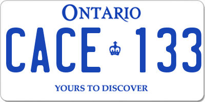 ON license plate CACE133