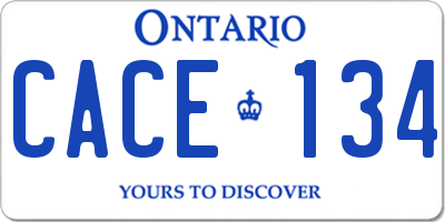 ON license plate CACE134