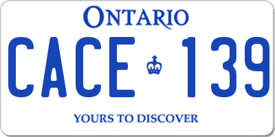 ON license plate CACE139