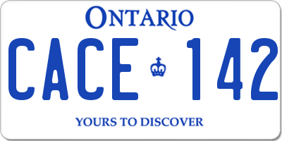 ON license plate CACE142