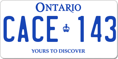 ON license plate CACE143