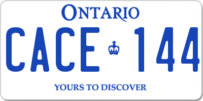 ON license plate CACE144