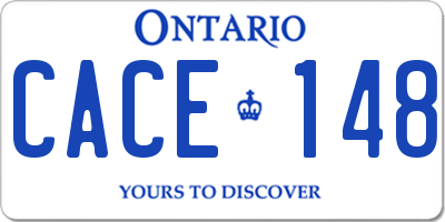 ON license plate CACE148