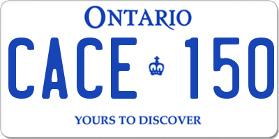 ON license plate CACE150