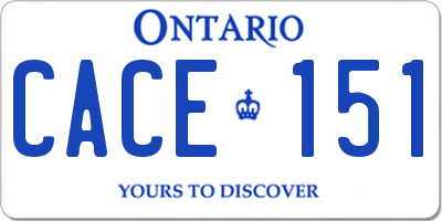 ON license plate CACE151