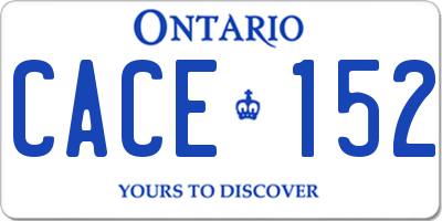 ON license plate CACE152