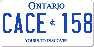 ON license plate CACE158