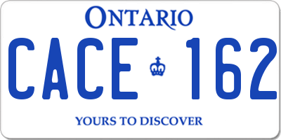 ON license plate CACE162