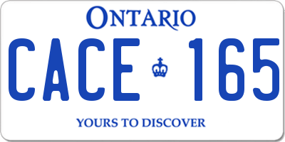 ON license plate CACE165