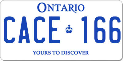 ON license plate CACE166