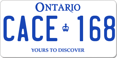 ON license plate CACE168