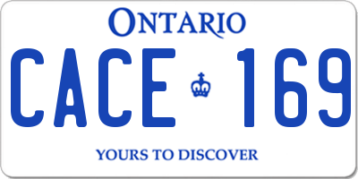 ON license plate CACE169