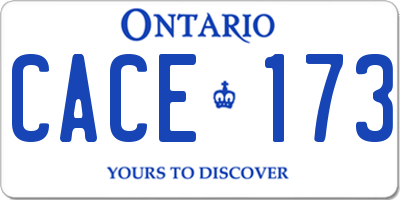 ON license plate CACE173