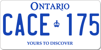 ON license plate CACE175