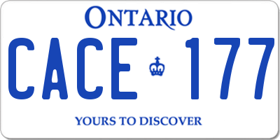 ON license plate CACE177