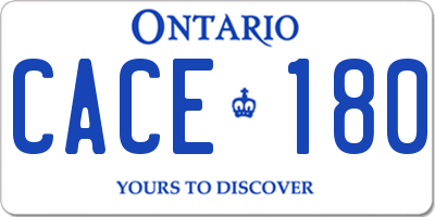 ON license plate CACE180