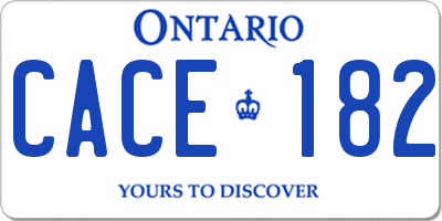 ON license plate CACE182