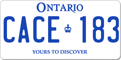 ON license plate CACE183