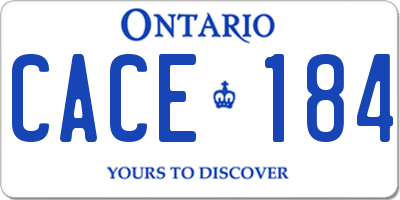 ON license plate CACE184