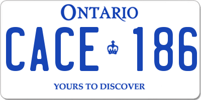 ON license plate CACE186