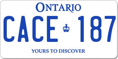 ON license plate CACE187