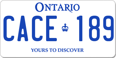 ON license plate CACE189