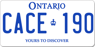 ON license plate CACE190