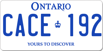 ON license plate CACE192