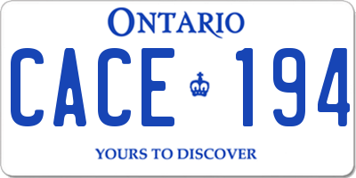 ON license plate CACE194