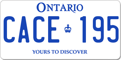 ON license plate CACE195