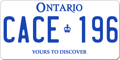 ON license plate CACE196