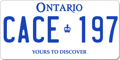 ON license plate CACE197