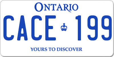 ON license plate CACE199