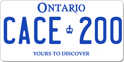 ON license plate CACE200